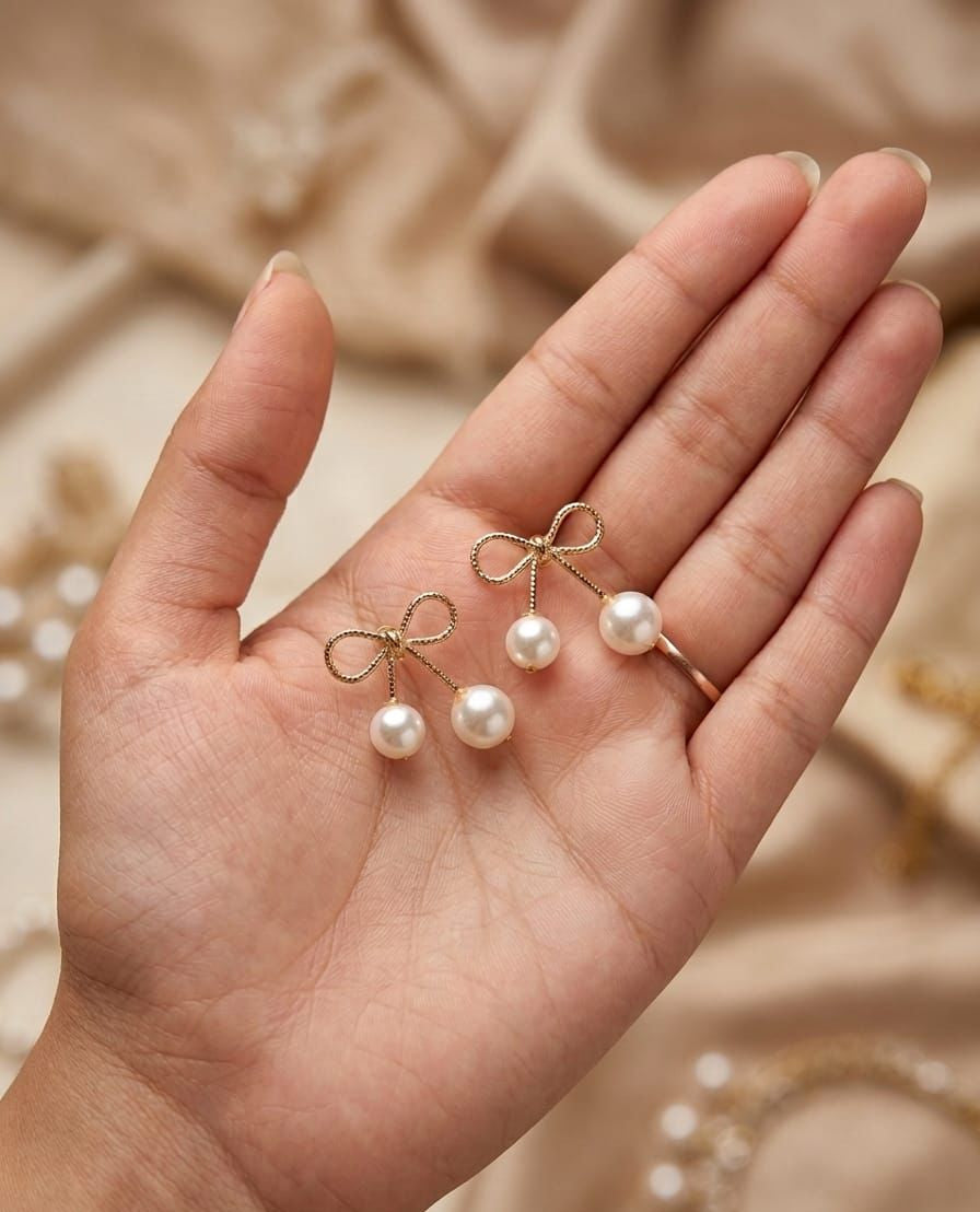 Pearl Bow Earrings