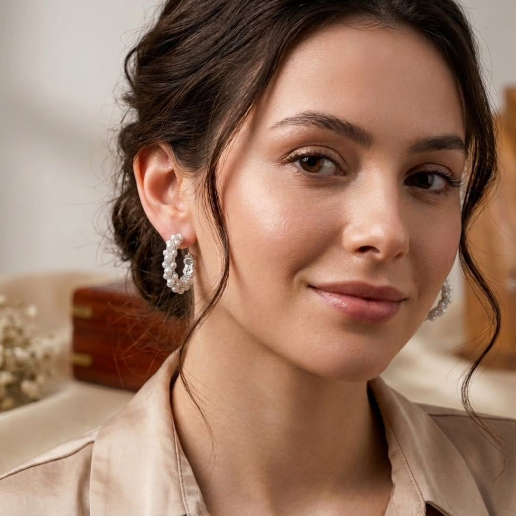 Pearl Bloom Hoops