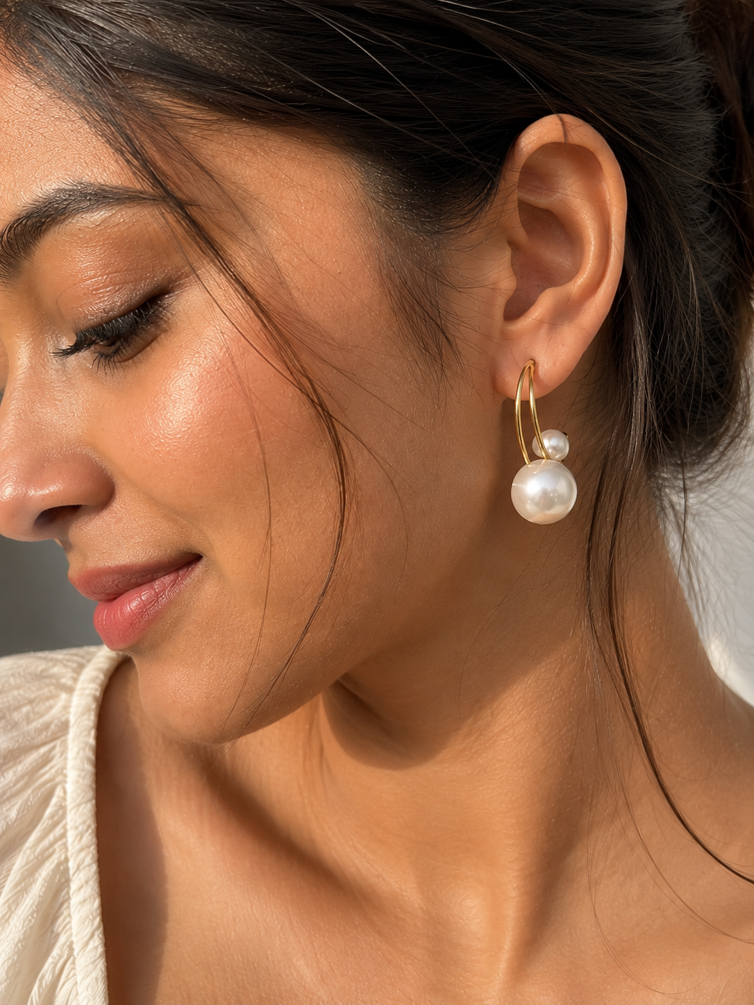 Pearl Halo Hoop Earrings