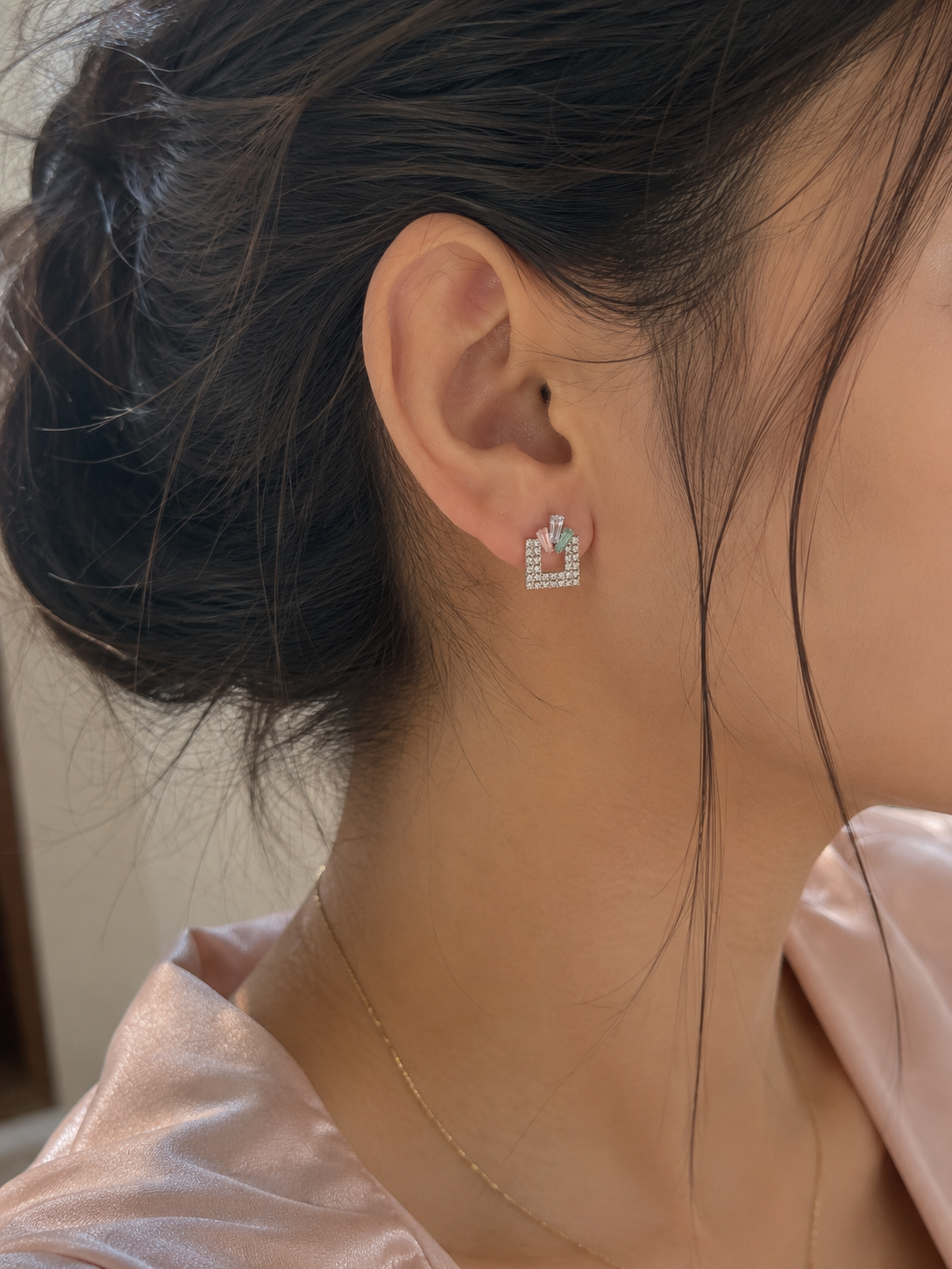 Pastel Sparkle Square Earrings