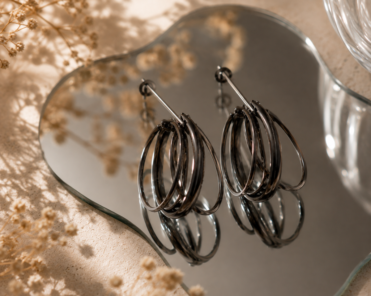 Gunmetal Multi-Hoop Earrings 🖤
