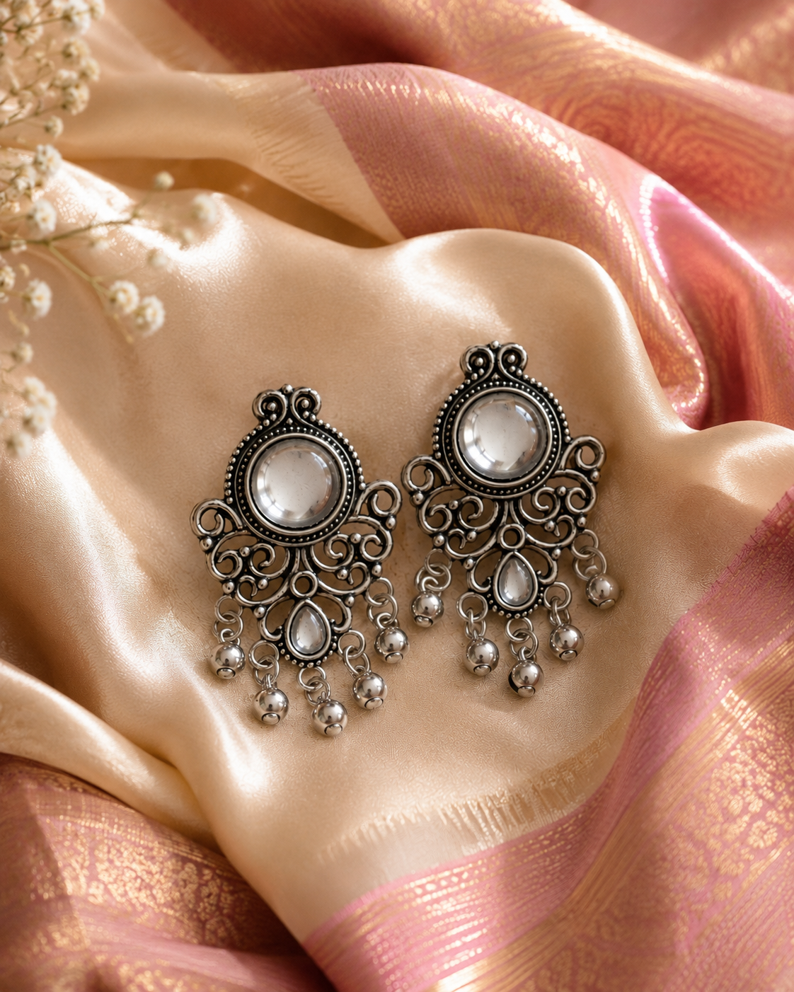 Vintage Mirror Charm Earrings