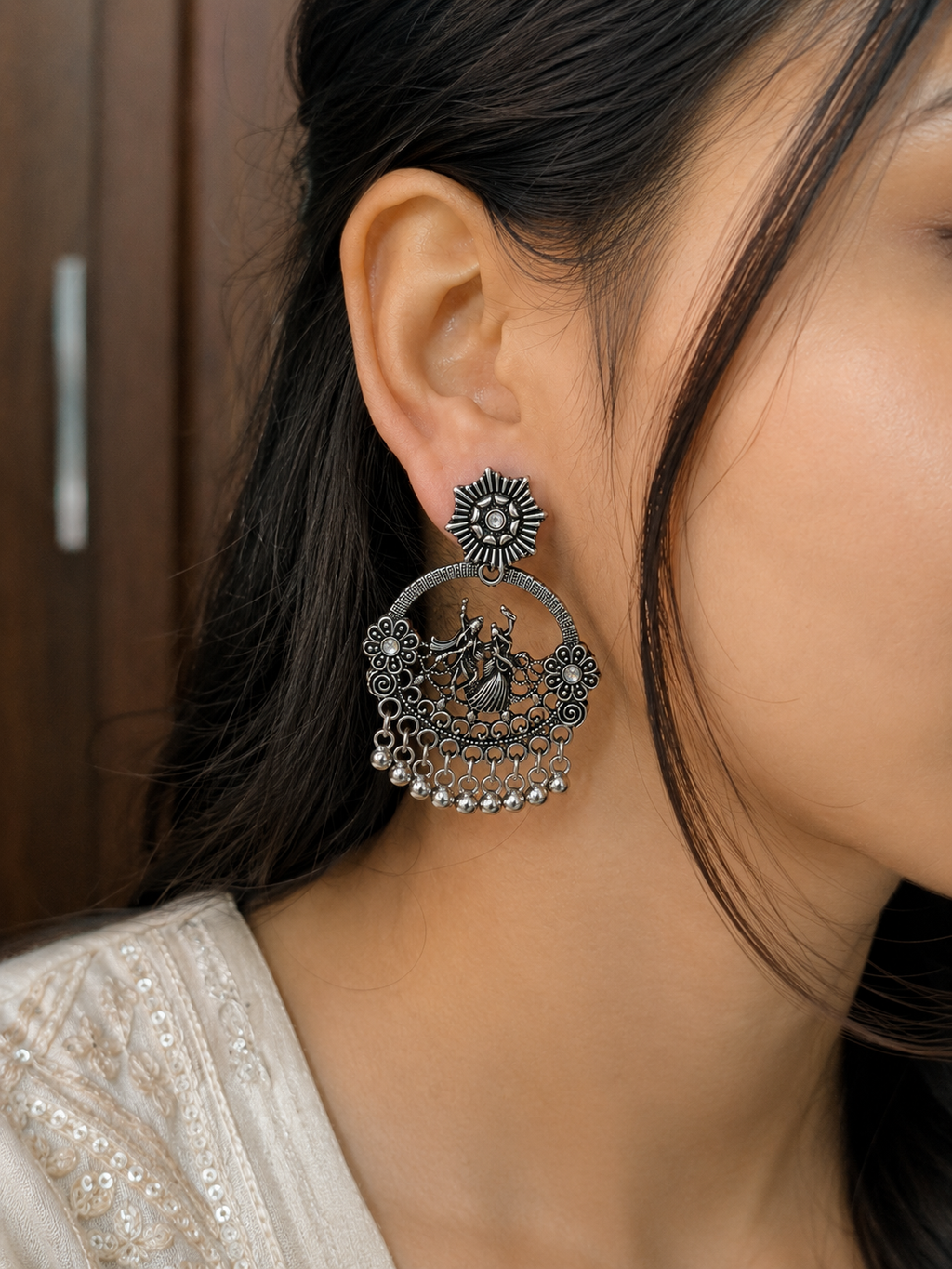 Oxidised Dancing Diva Statement Earrings