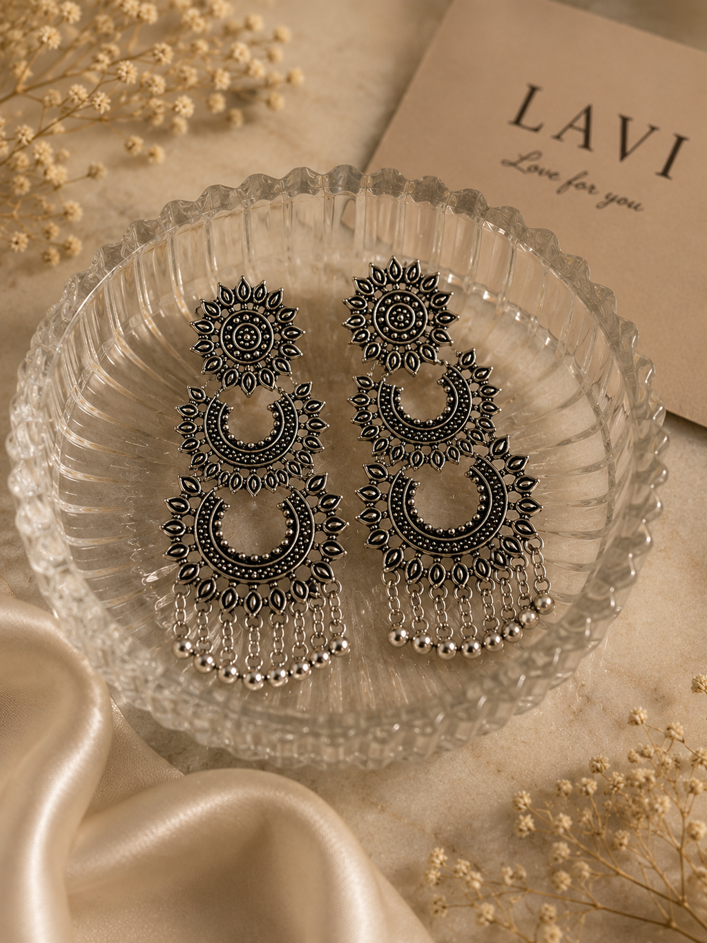 Oxidised Chandbali Statement Earrings