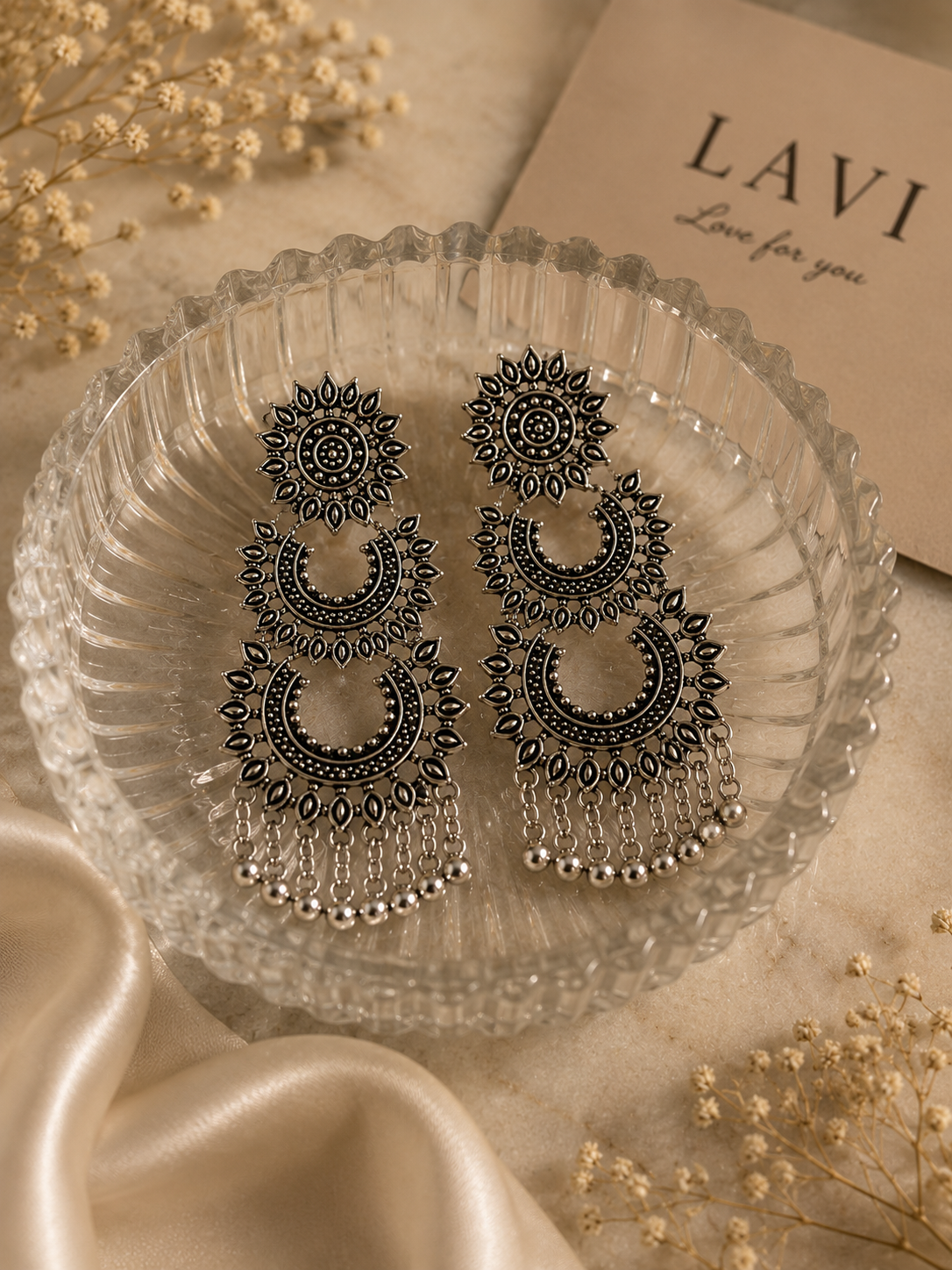 Oxidised Chandbali Statement Earrings