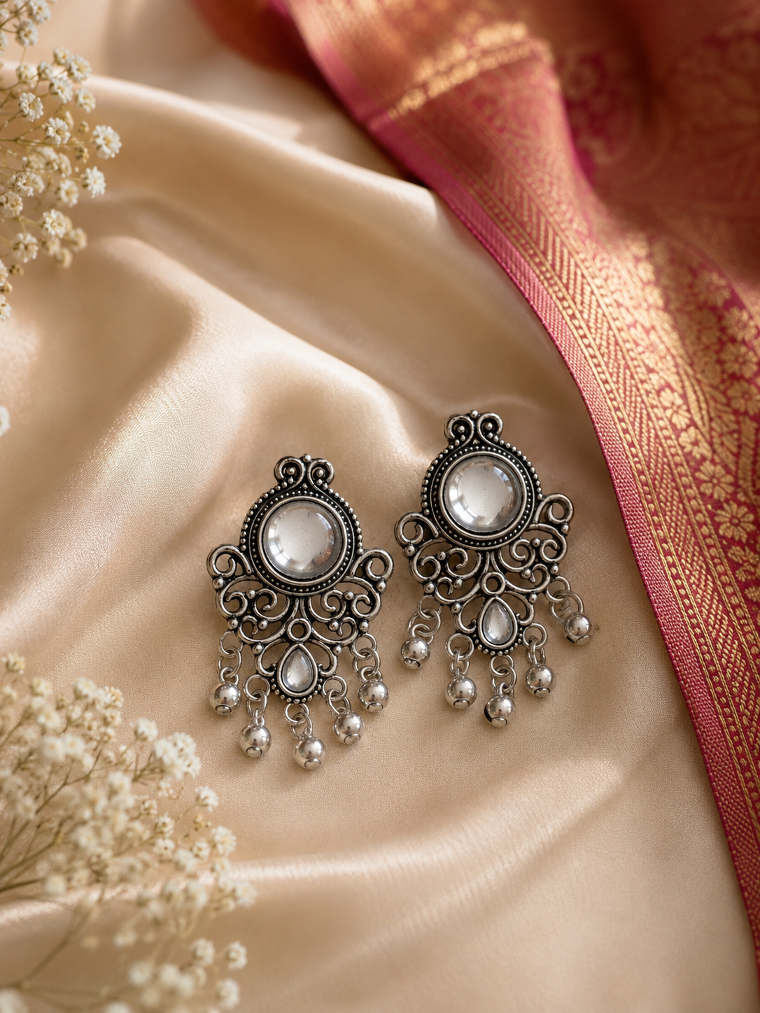 Vintage Mirror Charm Earrings