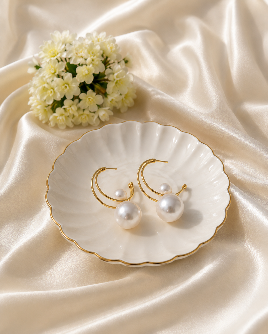 Pearl Halo Hoop Earrings
