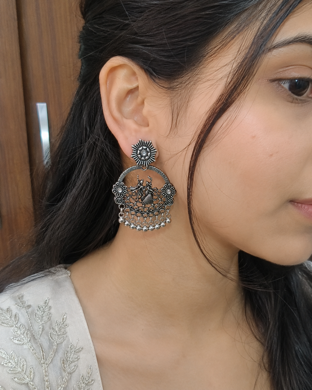 Oxidised Dancing Diva Statement Earrings