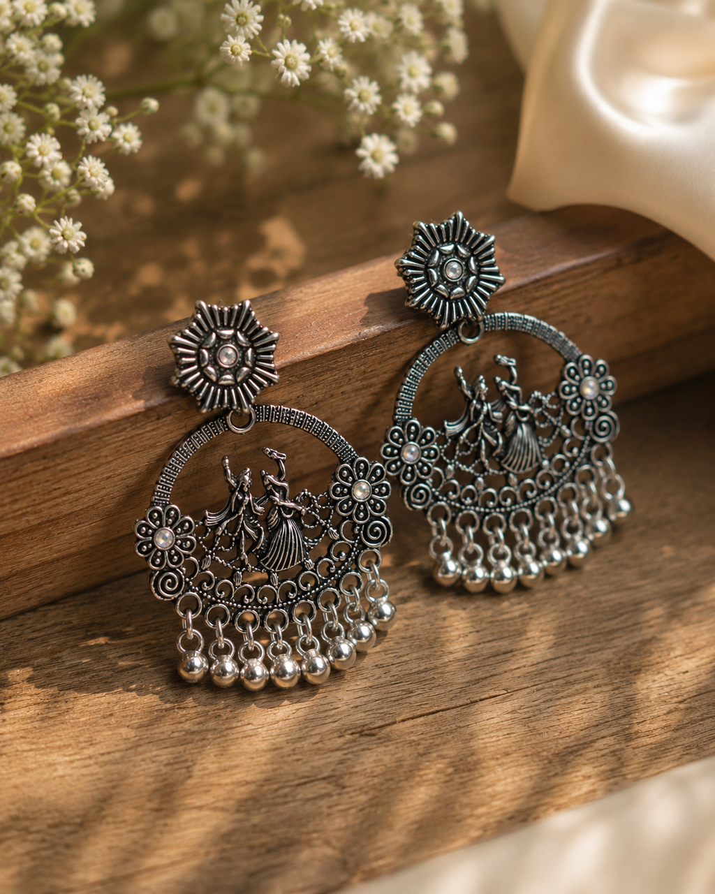 Oxidised Dancing Diva Statement Earrings