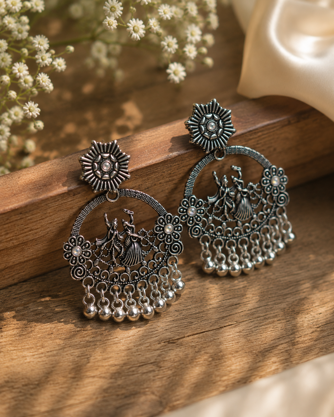 Oxidised Dancing Diva Statement Earrings