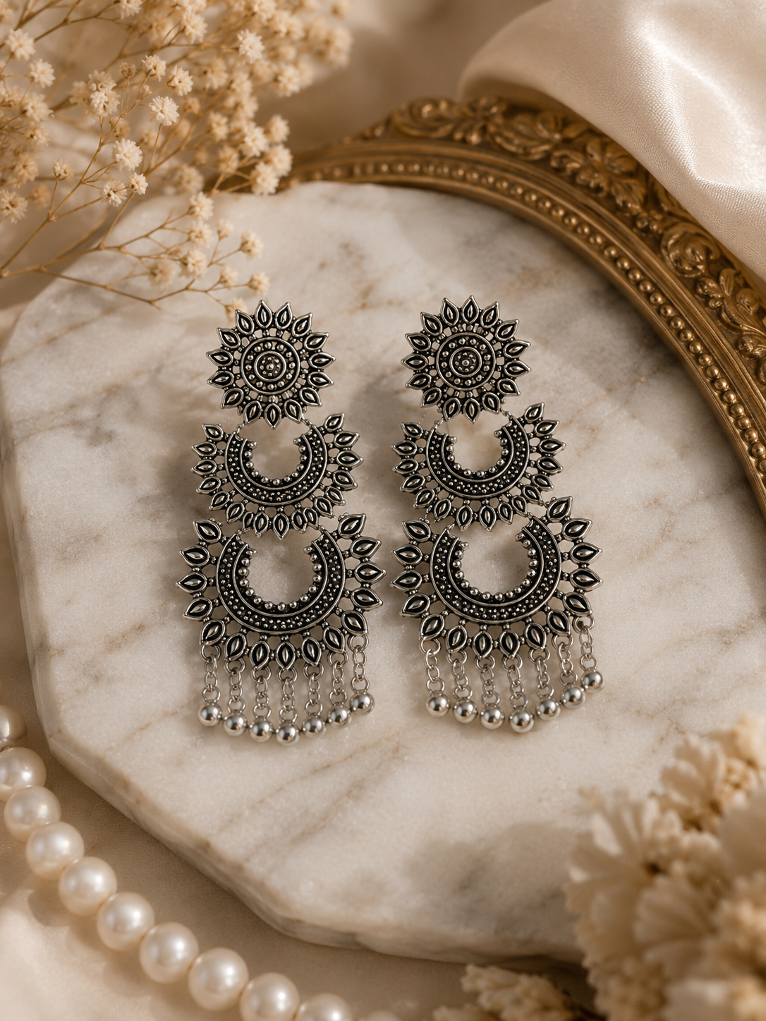 Oxidised Chandbali Statement Earrings