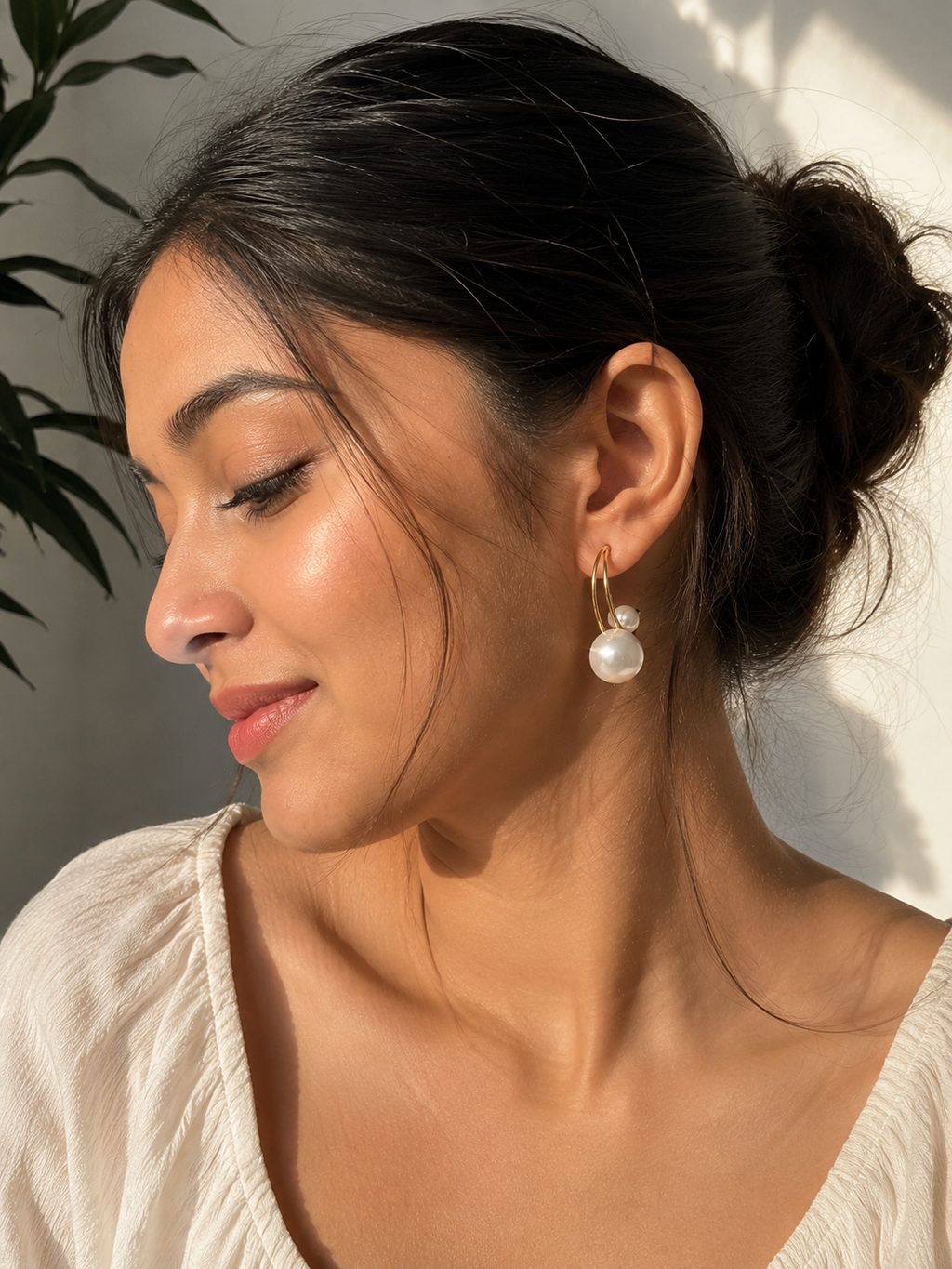 Pearl Halo Hoop Earrings