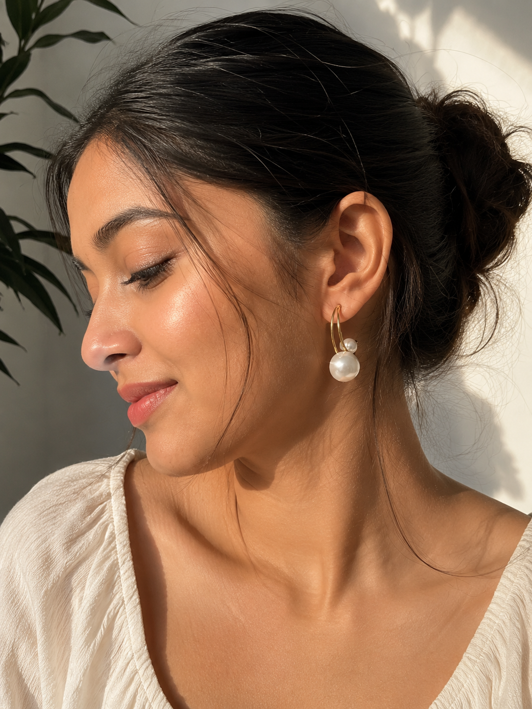 Pearl Halo Hoop Earrings